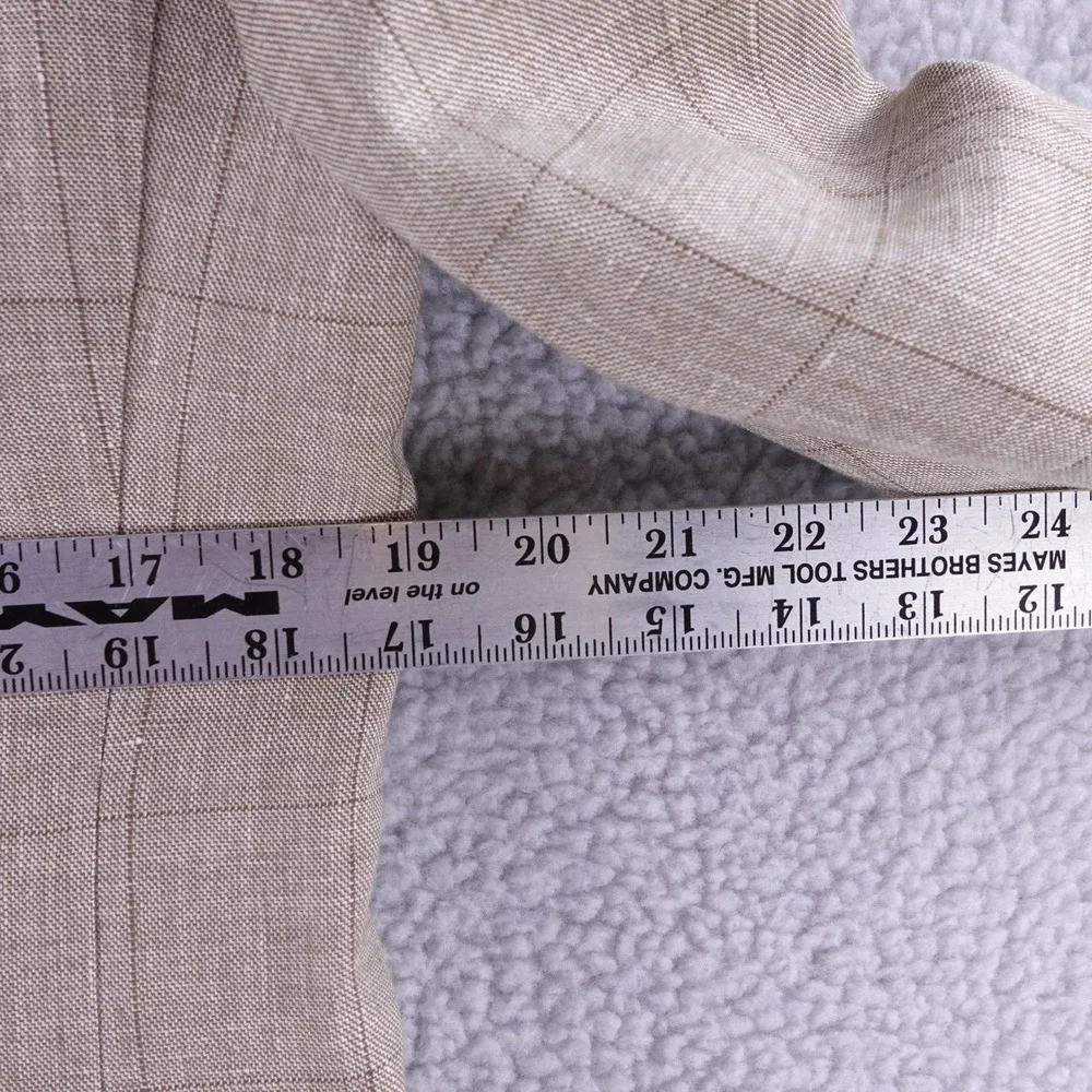 Jos. A. Bank Executive Blazer Mens 39R Tan Windowpane Linen Wool Silk Sport Coat